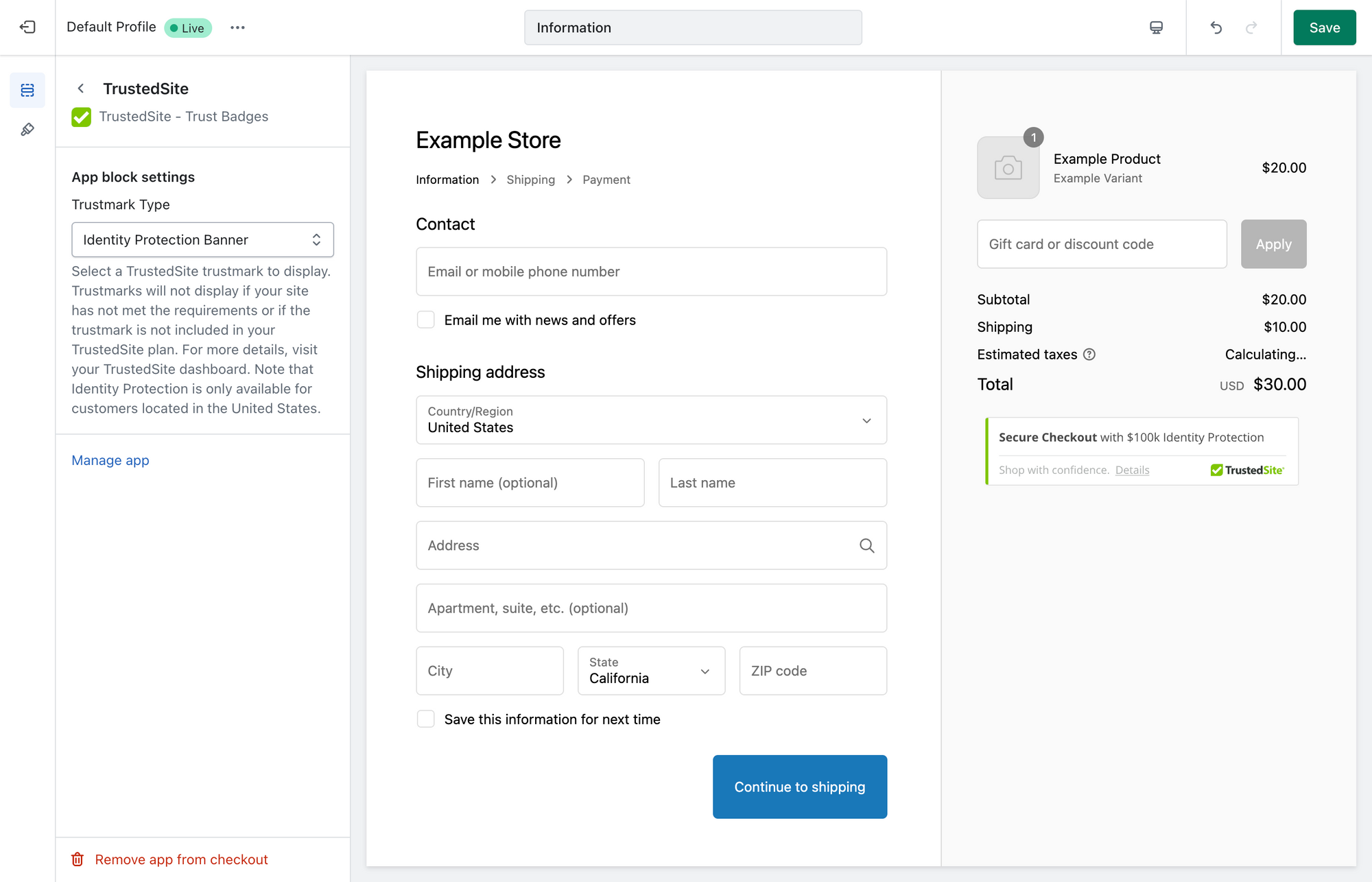 It's easier than ever to add TrustedSite to your Shopify Plus checkout pages