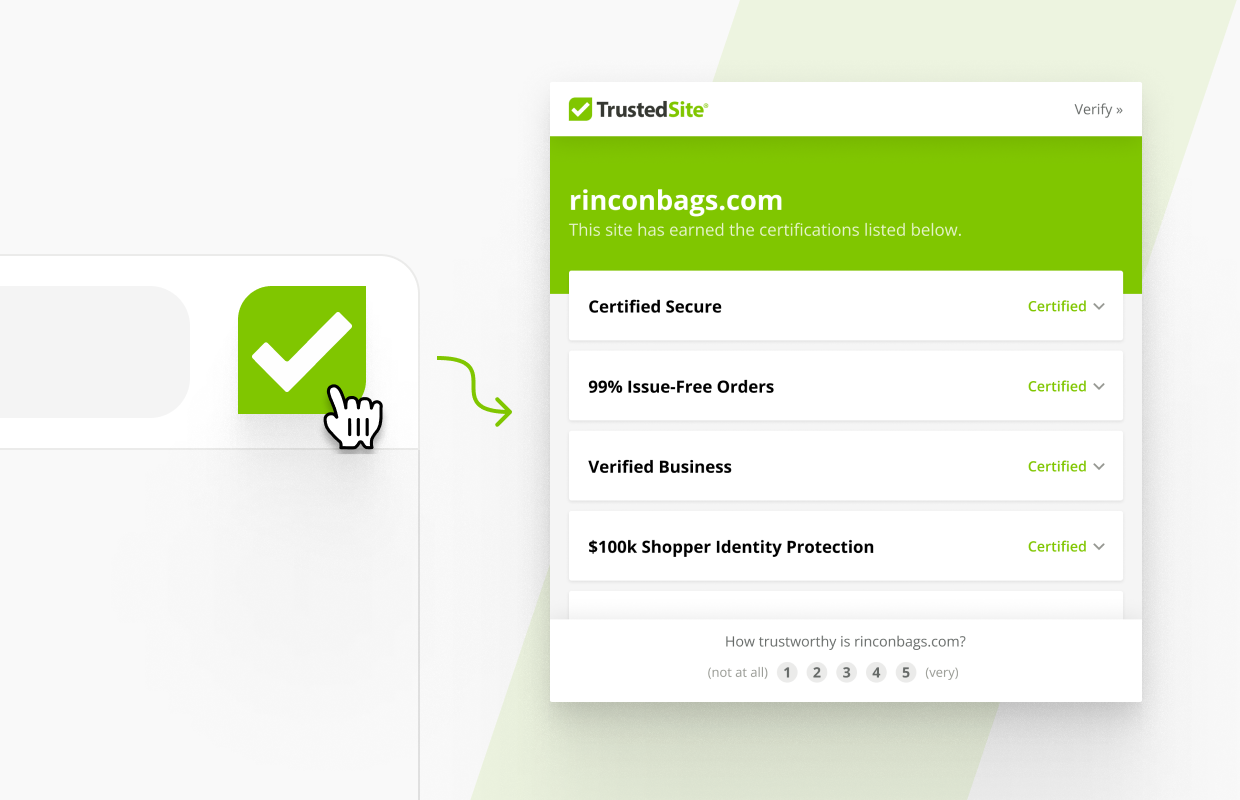 The TrustedSite browser extension details.